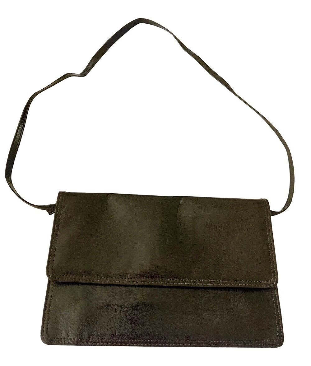 Koret Vintage Brown Leather Envelope Bag Old Money Classic Shoulder Bag Purse